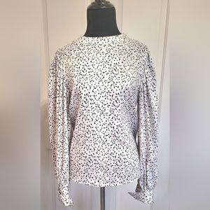Rachel Zoe silky animal print blouse black white
